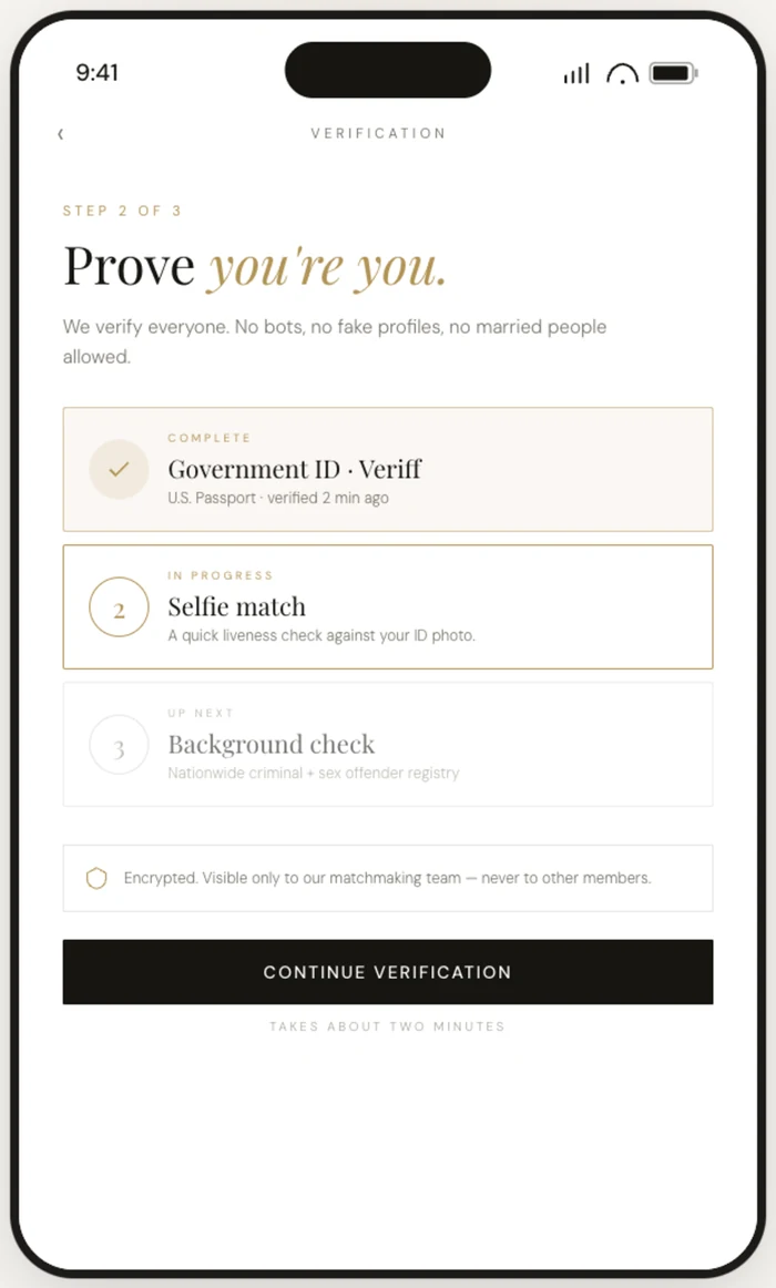 ID & selfie verification screen